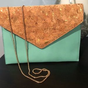 Envelope Clutch with Gold Color Chain Strap
